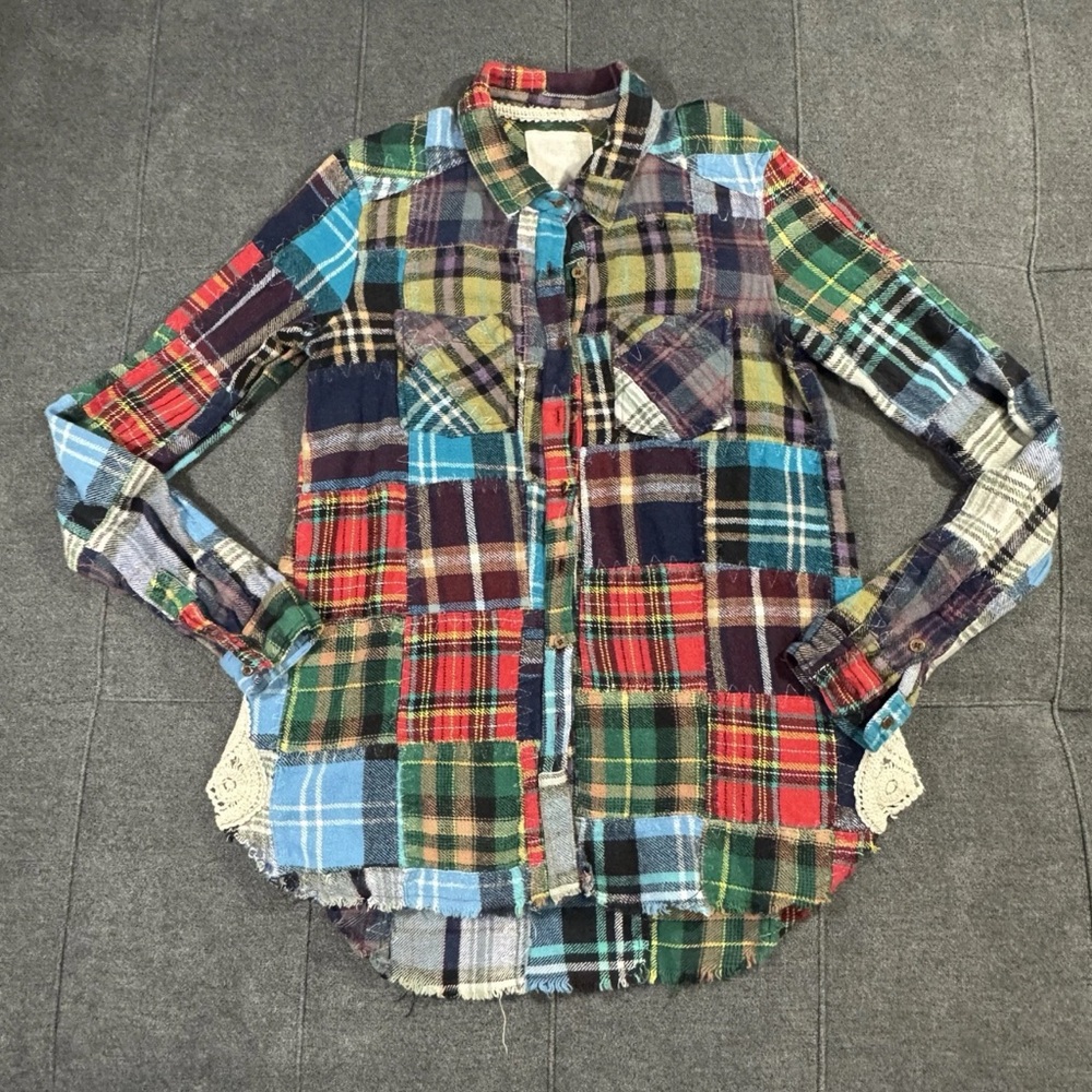 Free People Plaid Button Down Flannel Shirt